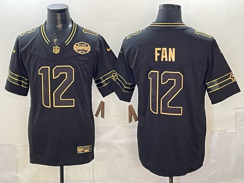 Men 2026 Seattle Seahawks #12 Fan Black gold 3th generations Nike Limited NFL Jersey style 003->seattle seahawks->NFL Jersey
